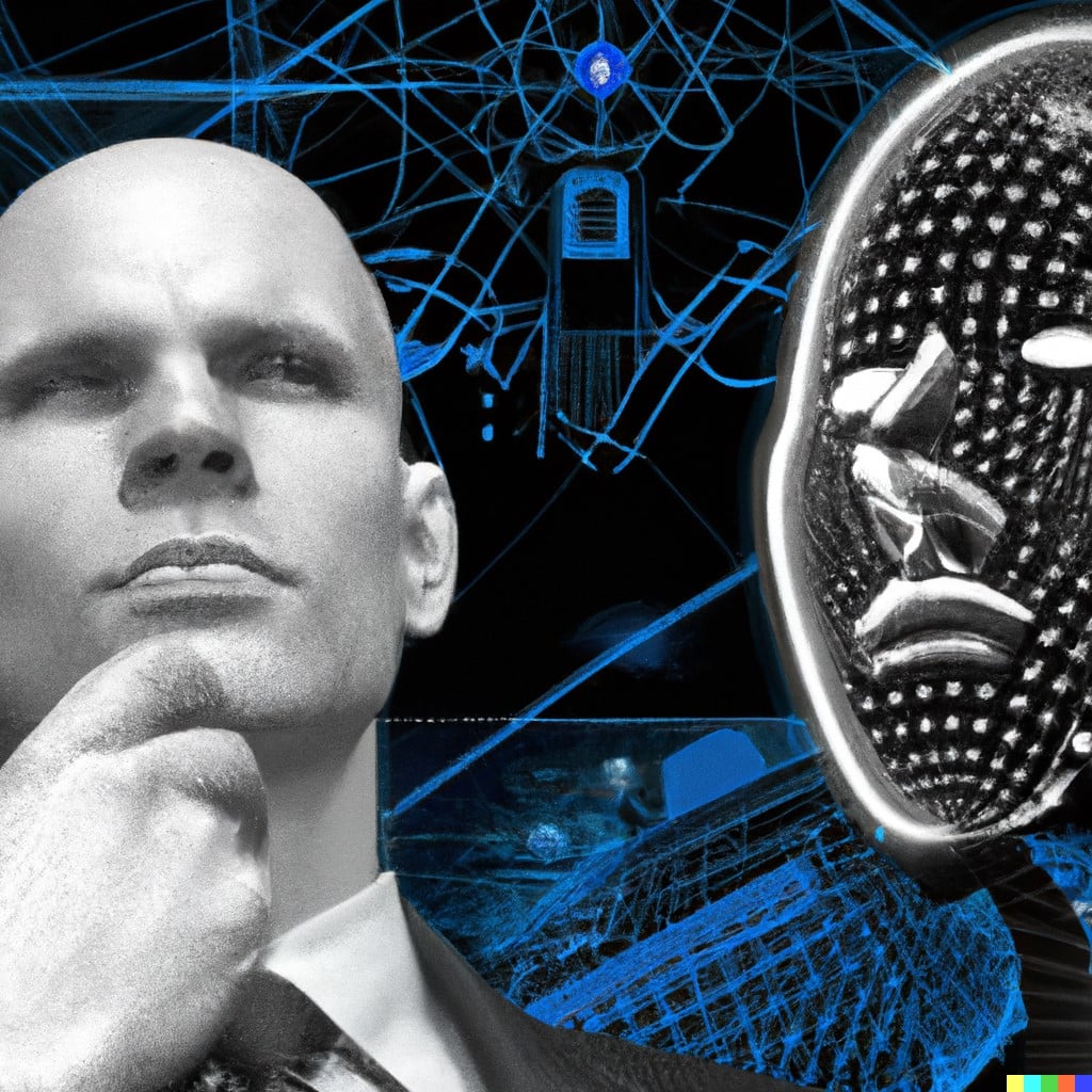 Dall E 2 promt: " A man and machin ethics digital art Futuristic"
